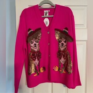DO NOT BUY!!! Chic Pink Cardigan with Sequin Dog Design FOR TAWNIHR